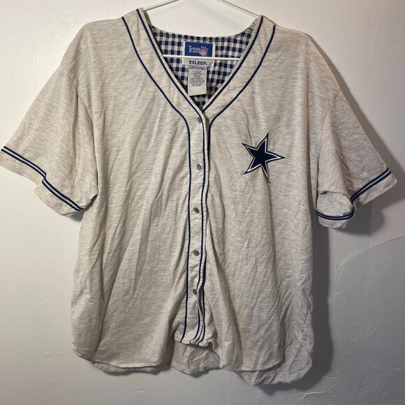 Team NFL by ESLEEP vintage V-neck button up T-shirt - Picture 1 of 3